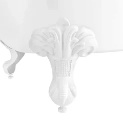 Victorian Plumbing Appleby 1700 Roll Top Shower Bath With Brushed Brass Screen + White Leg Set -Shower Baths Discount whba17bs d1