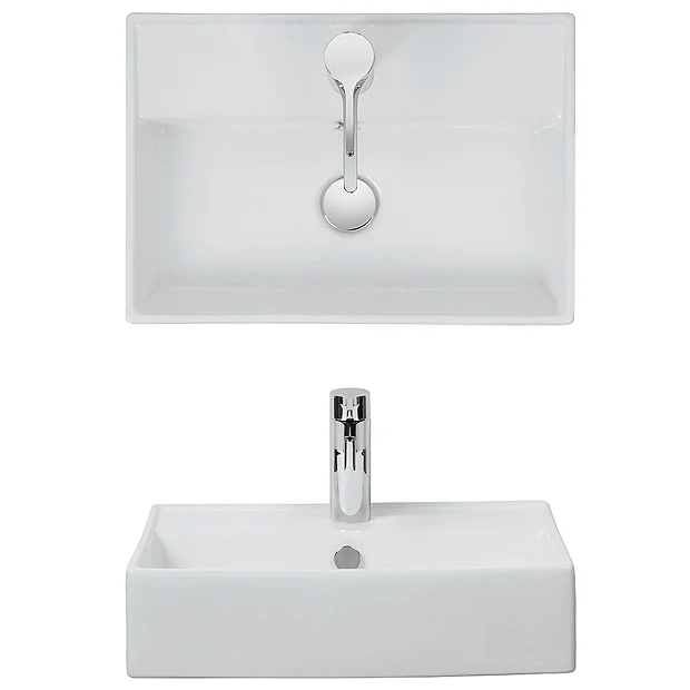 Crosswater - Turin 1 Tap Hole Countertop Or Wall Mounted Basin - 500 X 350mm 3 Crosswater - Turin 1 Tap Hole Countertop Or Wall Mounted Basin - 500 X 350mm